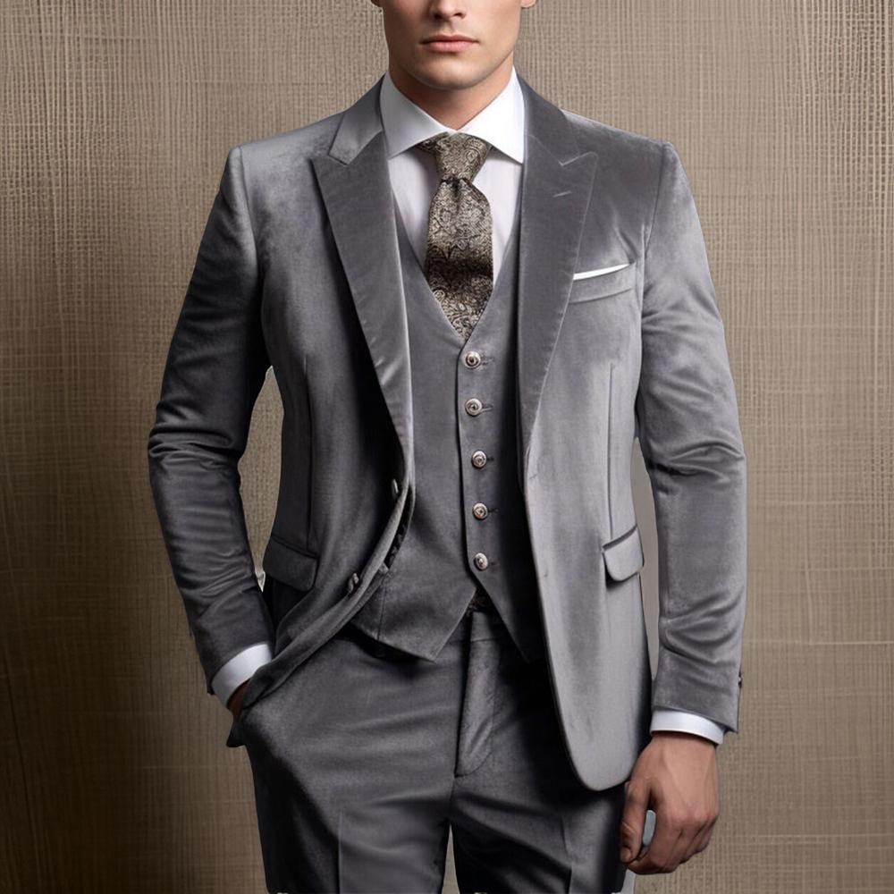 Men'S Grooming Jacket - Velvet Suits for Men Single Breasted