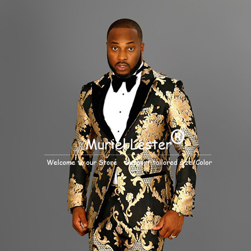 Men'S Grooming Jacket - Vintage Floral Print Suits Men 2