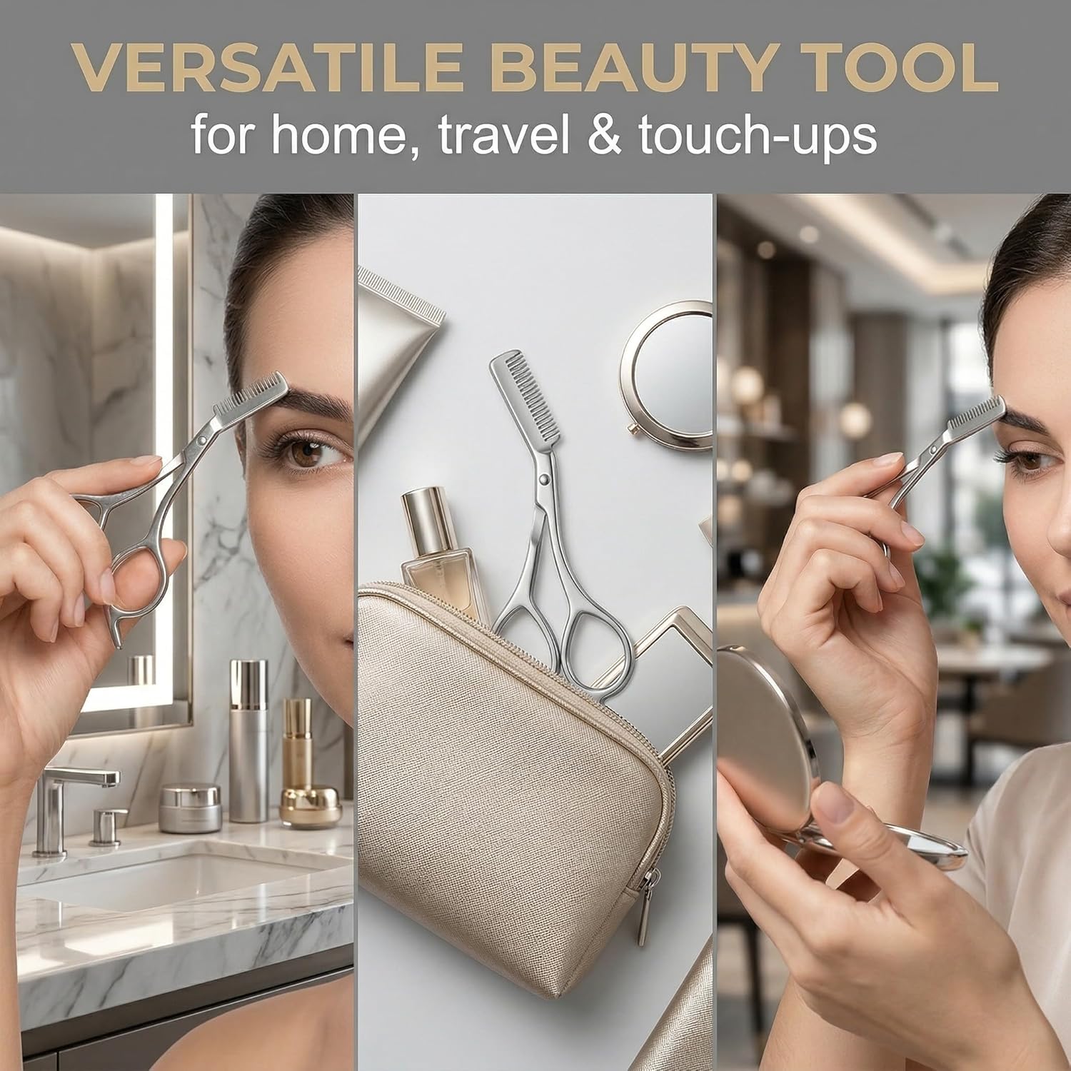 Stainless Steel Eyebrow Scisso - Men'S Grooming Mirror ulasan dan harga