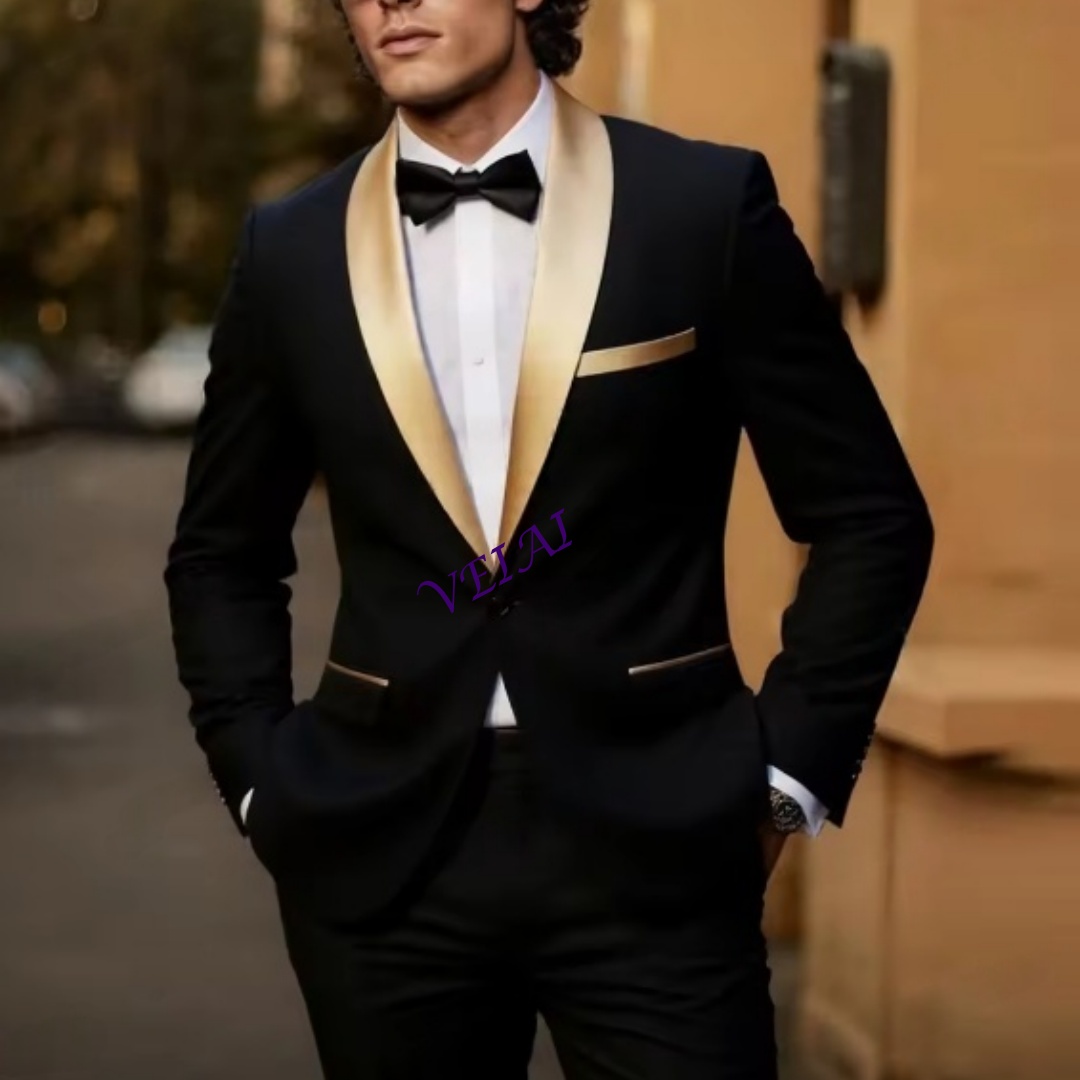 CustomizedNew Gold Lapel Black - Men'S Grooming Jacket ulasan dan harga