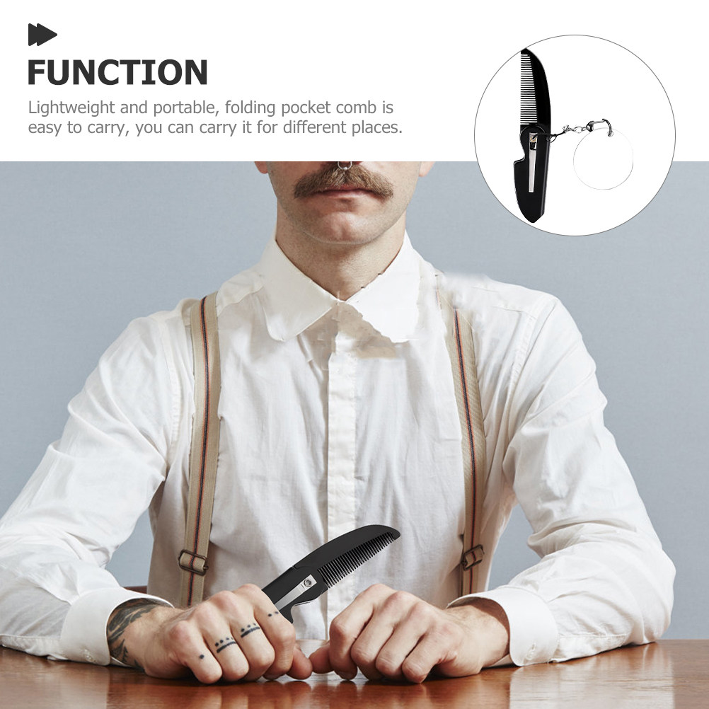 Groom Comb Handheld Foldable f - Men'S Grooming Mirror ulasan dan harga