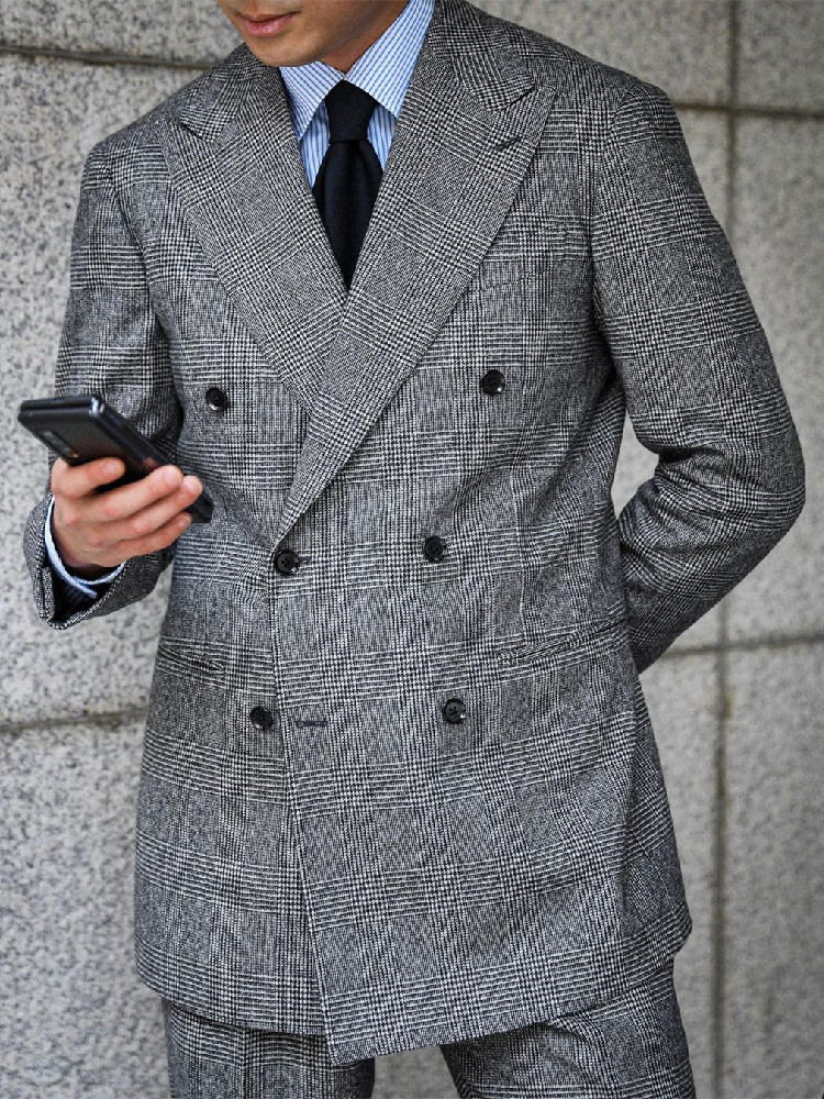 Business Plaid Men Suit 2 Piec - Men'S Grooming Jacket ulasan dan harga