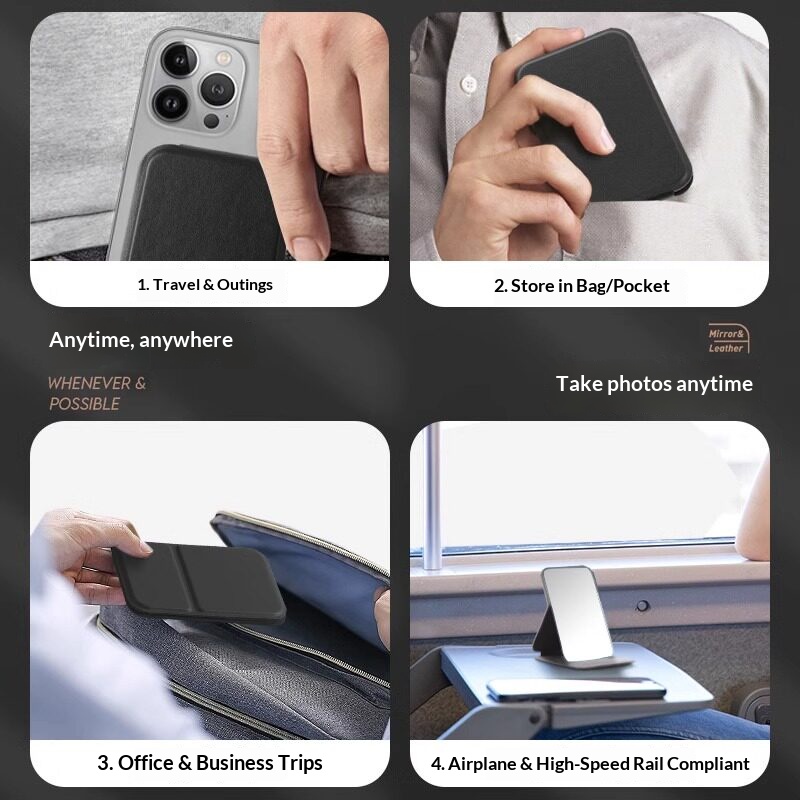 Foldable PU Leather Compact Mi - Men'S Grooming Mirror ulasan dan harga