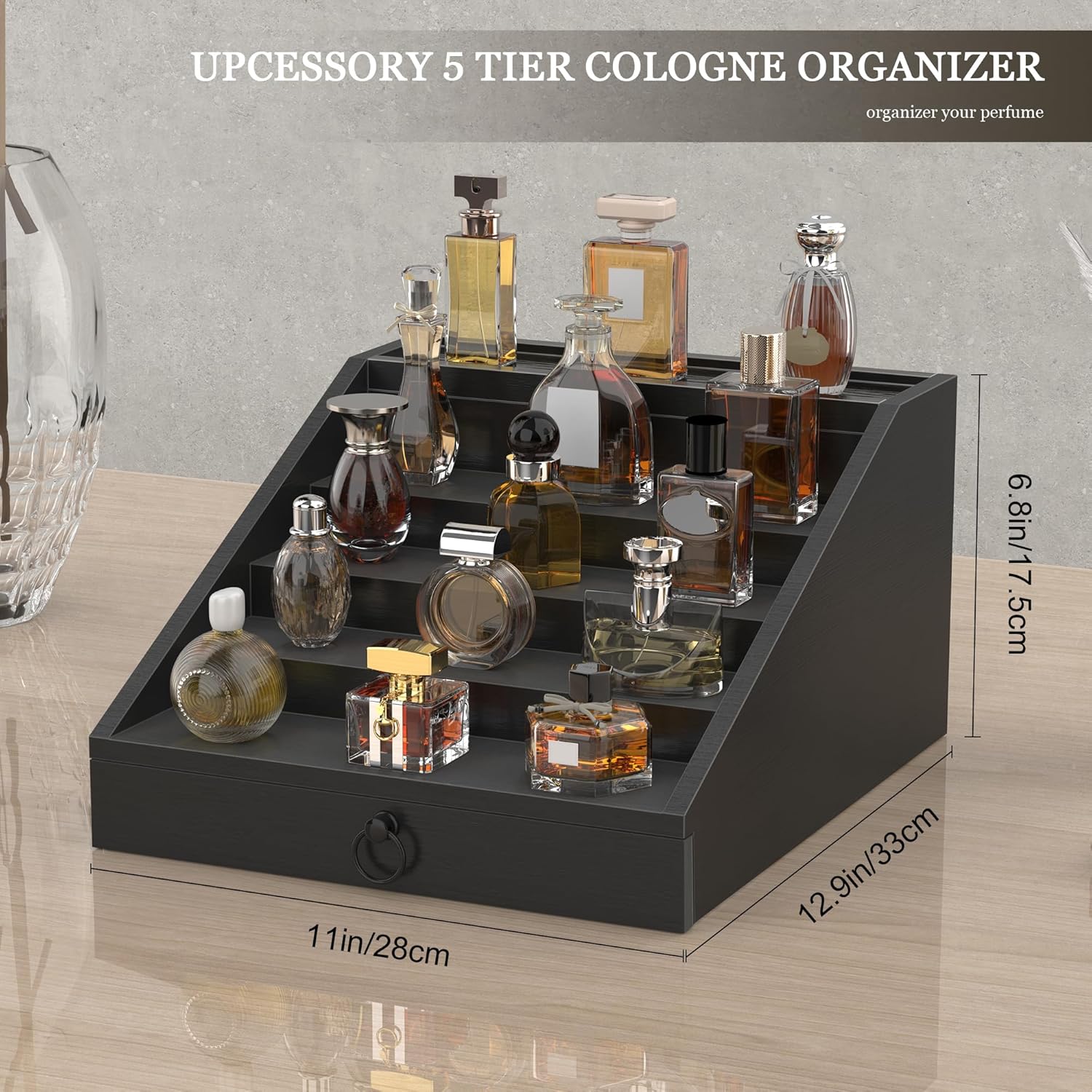 4-Tier Black Wooden Perfume Or - Men'S Grooming Gift Box ulasan dan harga