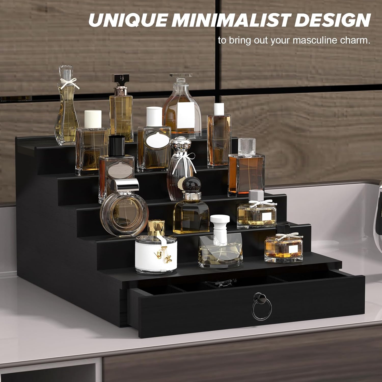 4-Tier Black Wooden Perfume Or - Men'S Grooming Gift Box ulasan dan harga