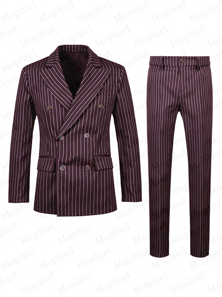 Burgundy Pinstripe Men Suits 3 - Men'S Grooming Jacket ulasan dan harga